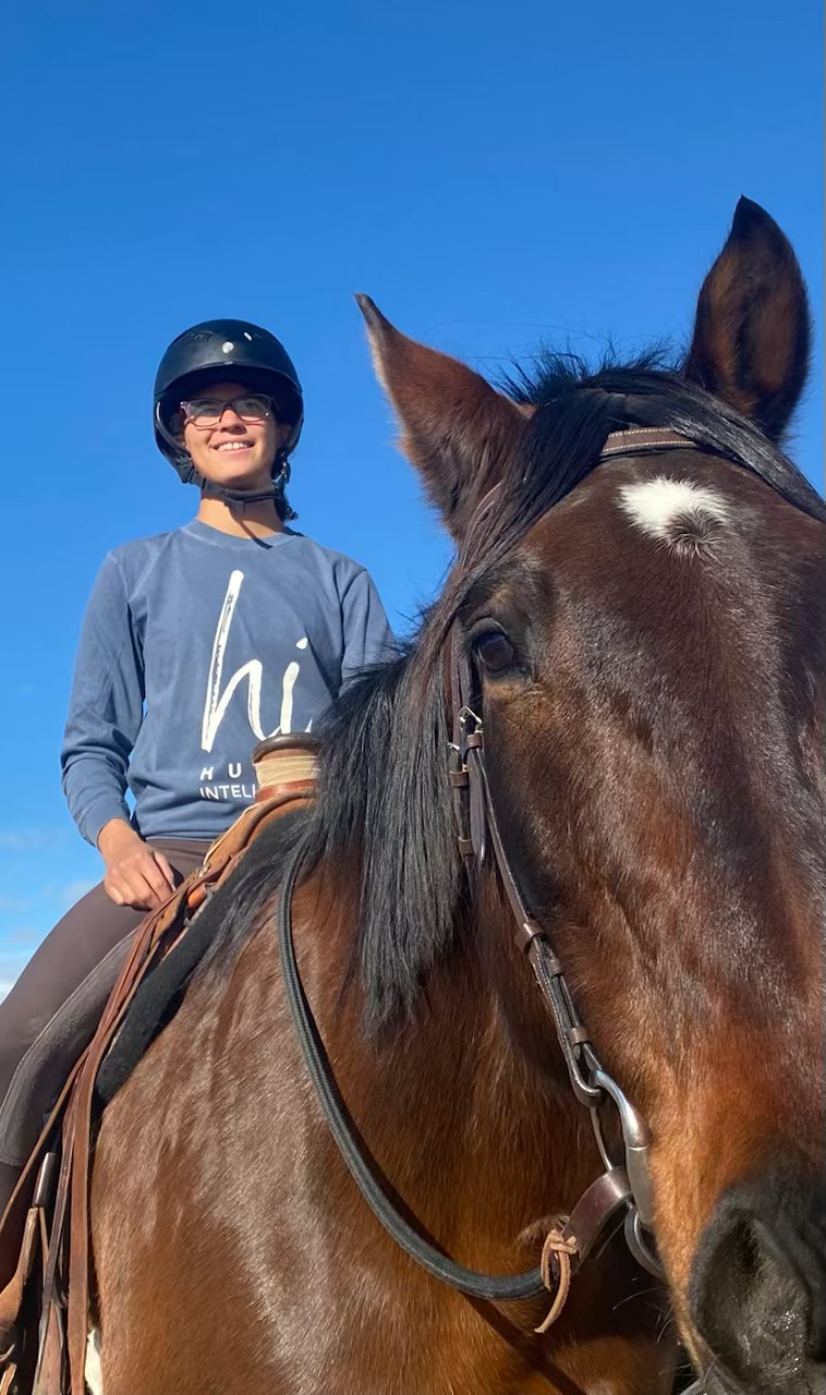 Lucie horsing around in Platteville, CO